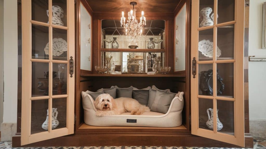 luxury dog bed in closet
