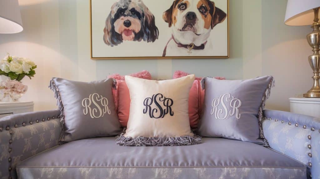 personalized dog bed and pillows
