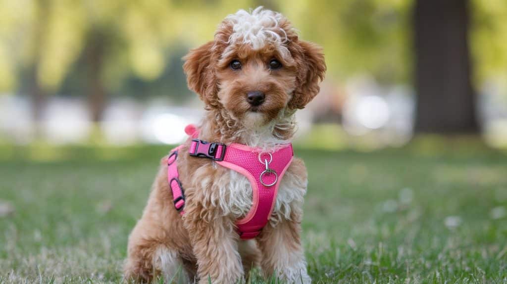 poodle mix pink mesh harness