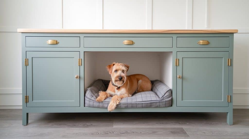 repurposed dresser made into dog nook